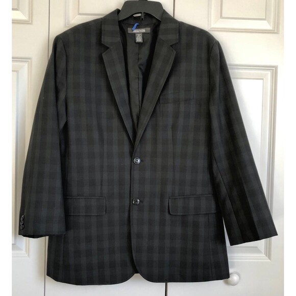 KENNET COLE REACTION SUITS & BLAZER MEN'S SIZE LARGE (42) GRAY PLAID - Picture 1 of 12